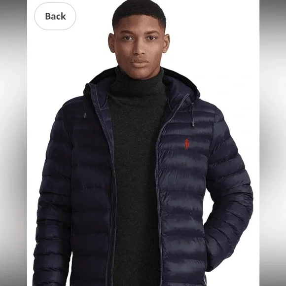 Men 2XLT xxl tall POLO Ralph Lauren lightweight bleaker down jacket aviator navy - Picture 2 of 8